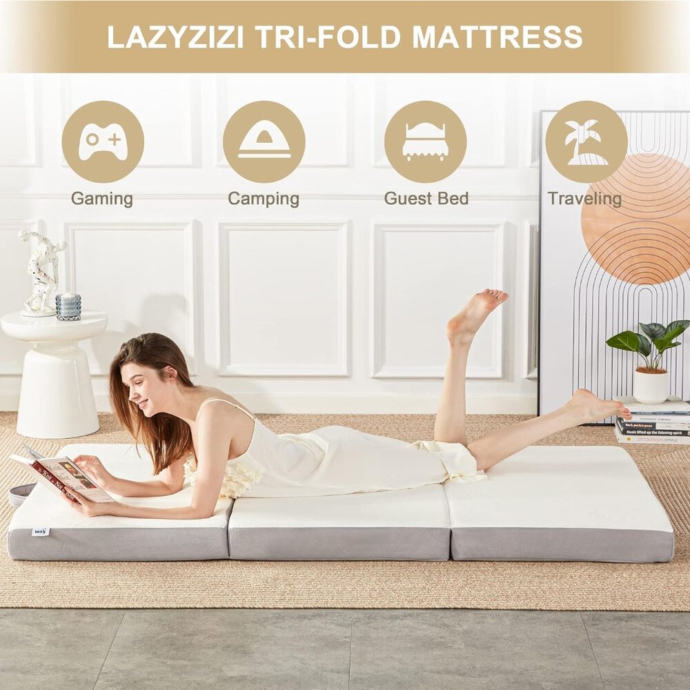 Folding Mattress - 4 Inch Memory Foam Tri-fold Mattress